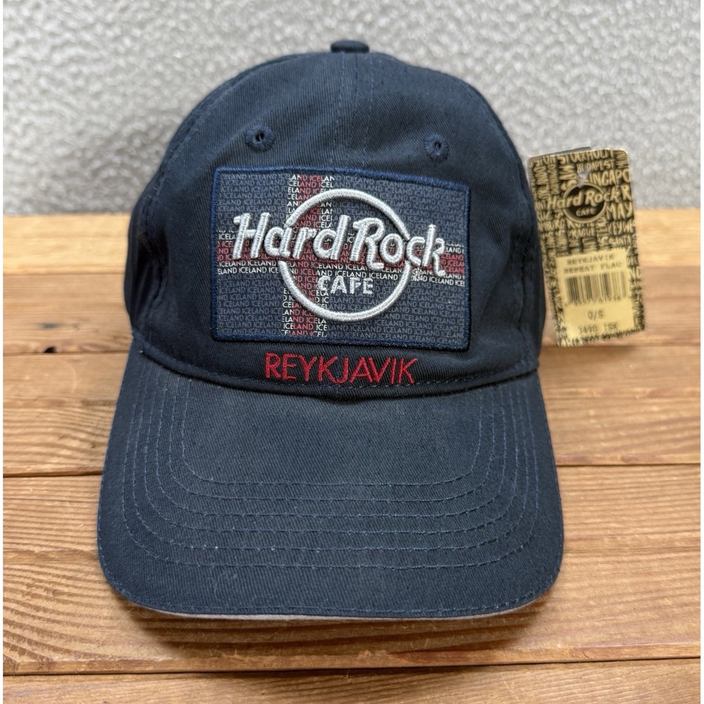 Hard Rock Cafe Hat Adult Navy Blue Strap Back Cap Reykjavik Iceland Grunge Y2K